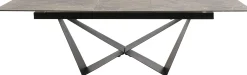 Stół rozkładany blat ceramika i szkło podstawa czarna 200-260x100 cm