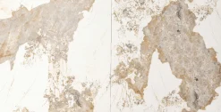 Stół rozkładany blat szkło i kamionka nogi stal nierdzewna 200-260x100 cm