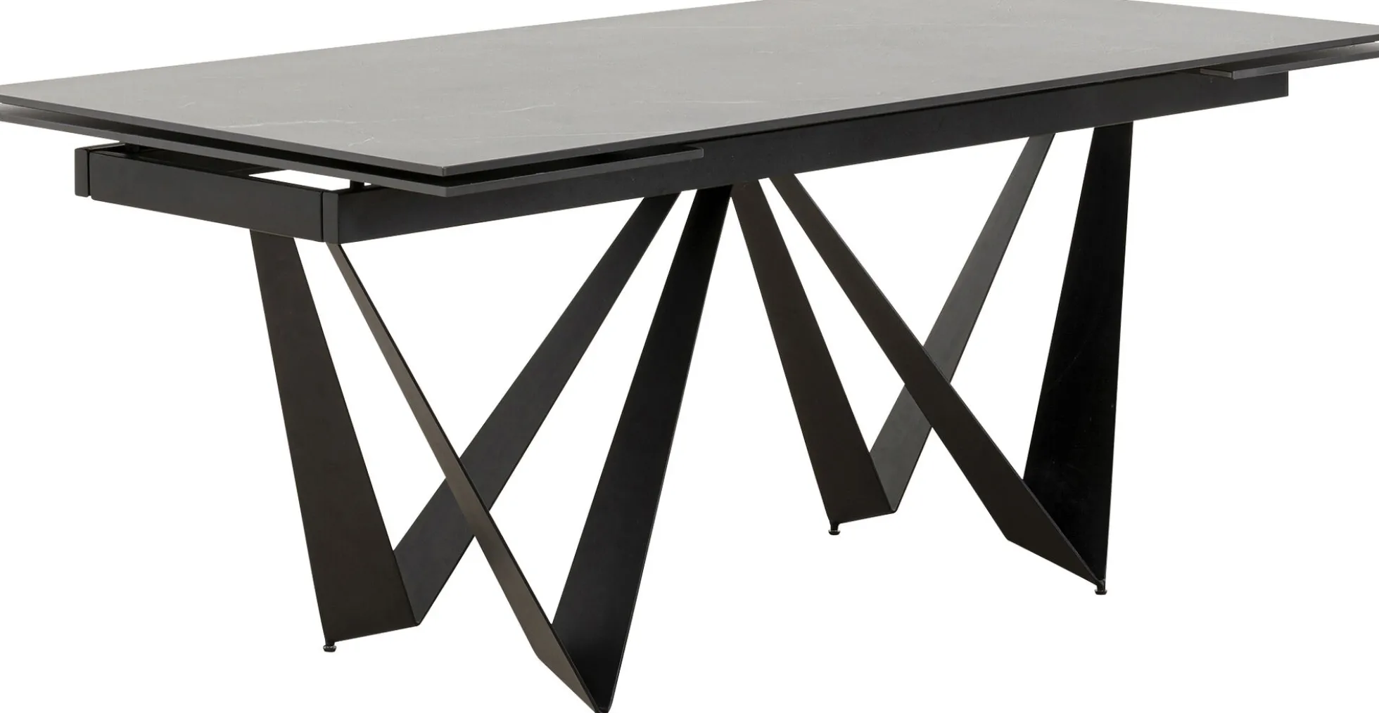 Stół rozkładany czarny blat ceramika nogi stalowe 180-260x90 cm