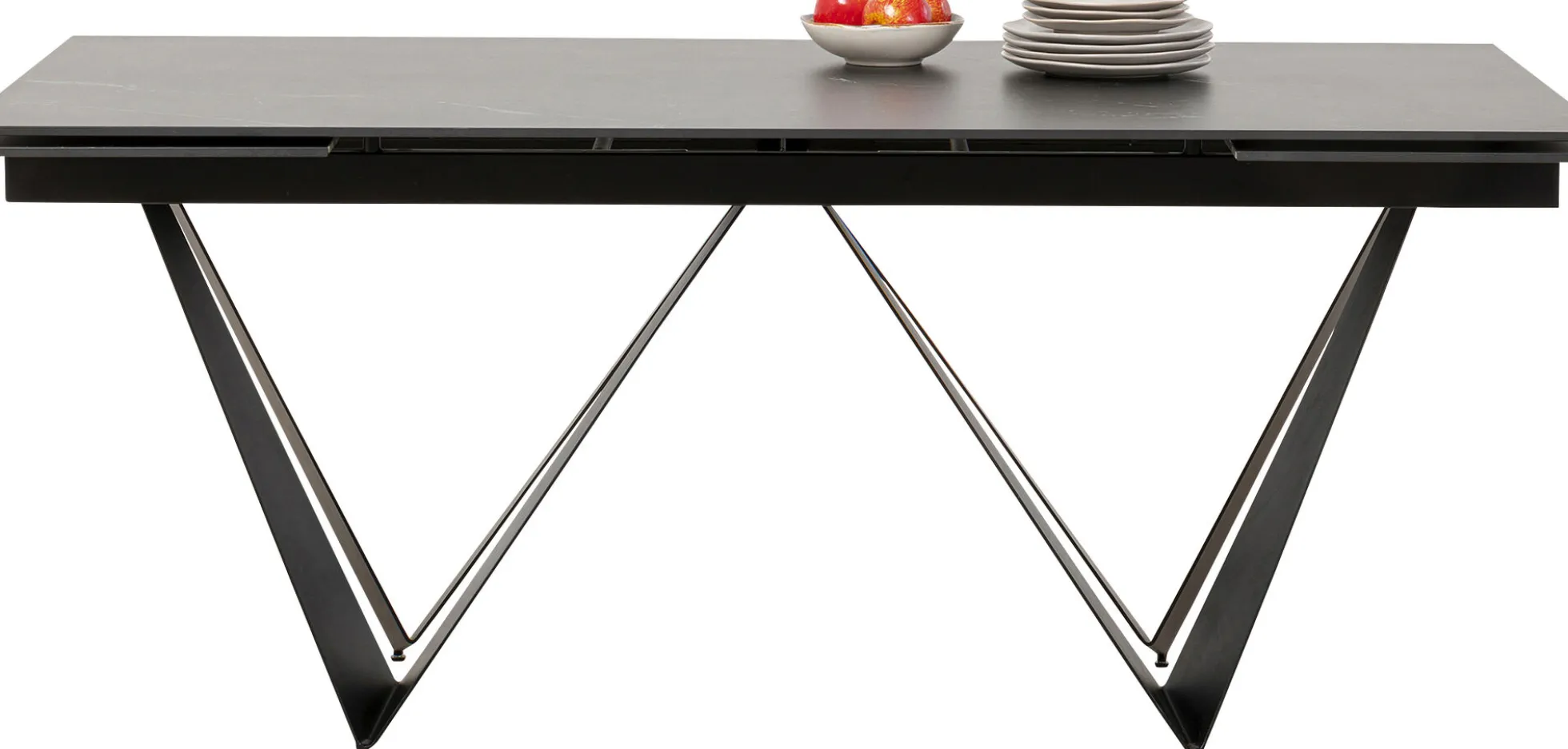 Stół rozkładany czarny blat ceramika nogi stalowe 180-260x90 cm
