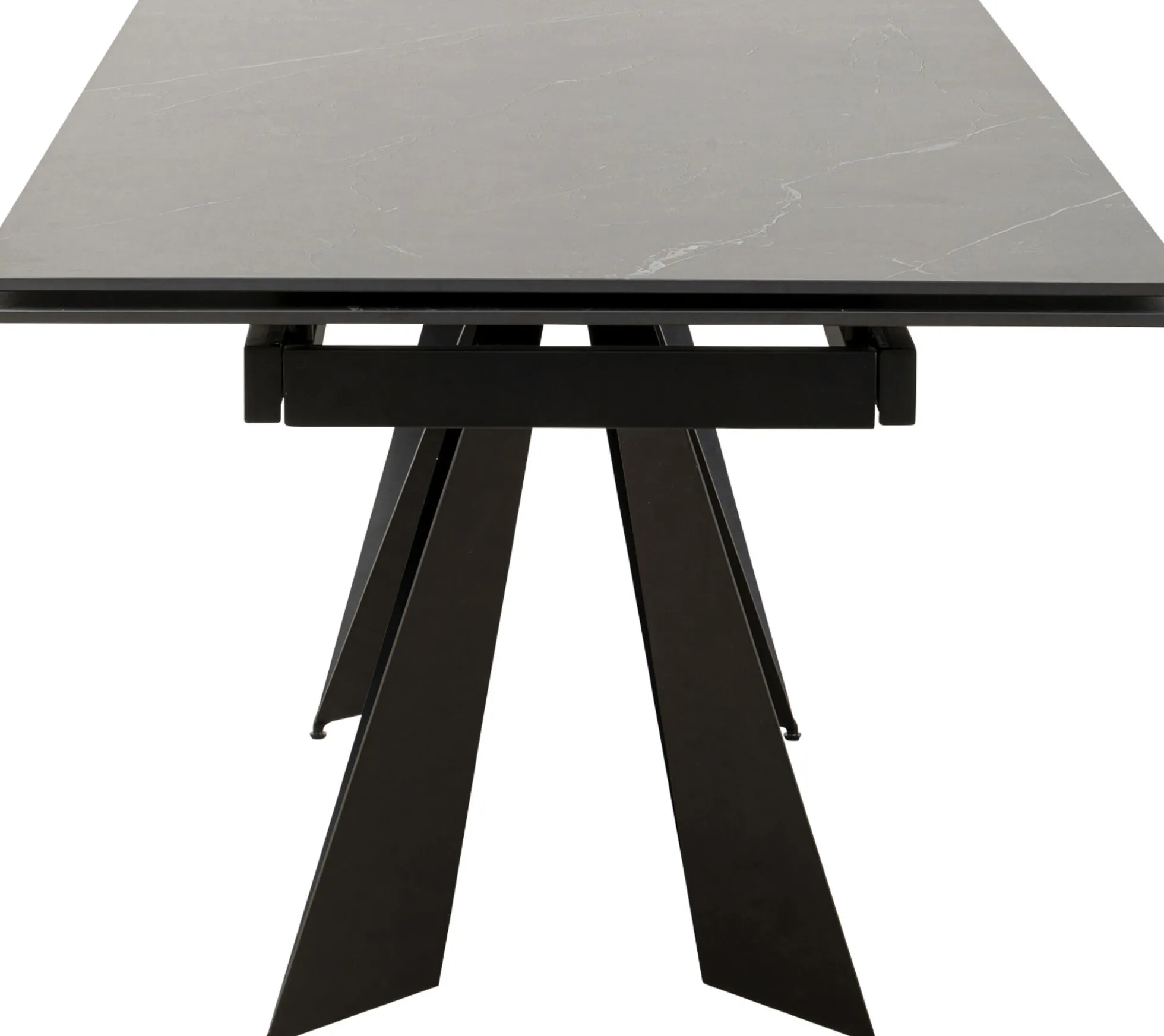 Stół rozkładany czarny blat ceramika nogi stalowe 180-260x90 cm
