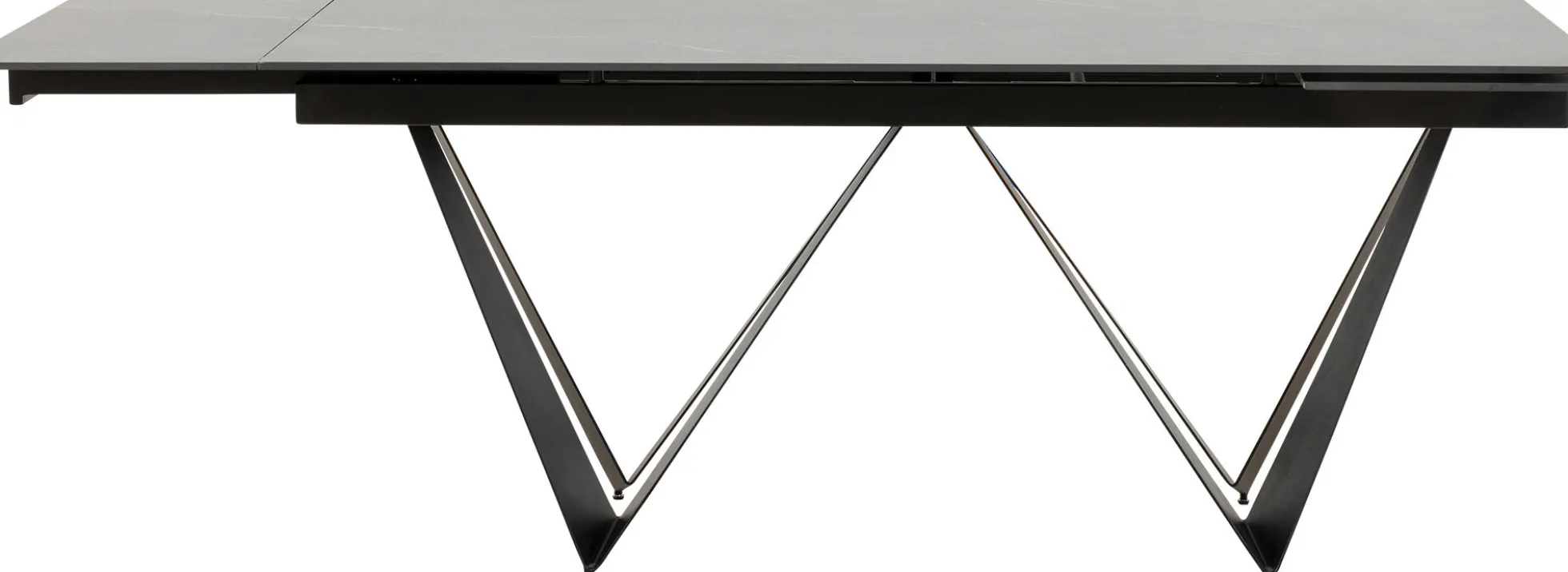 Stół rozkładany czarny blat ceramika nogi stalowe 180-260x90 cm