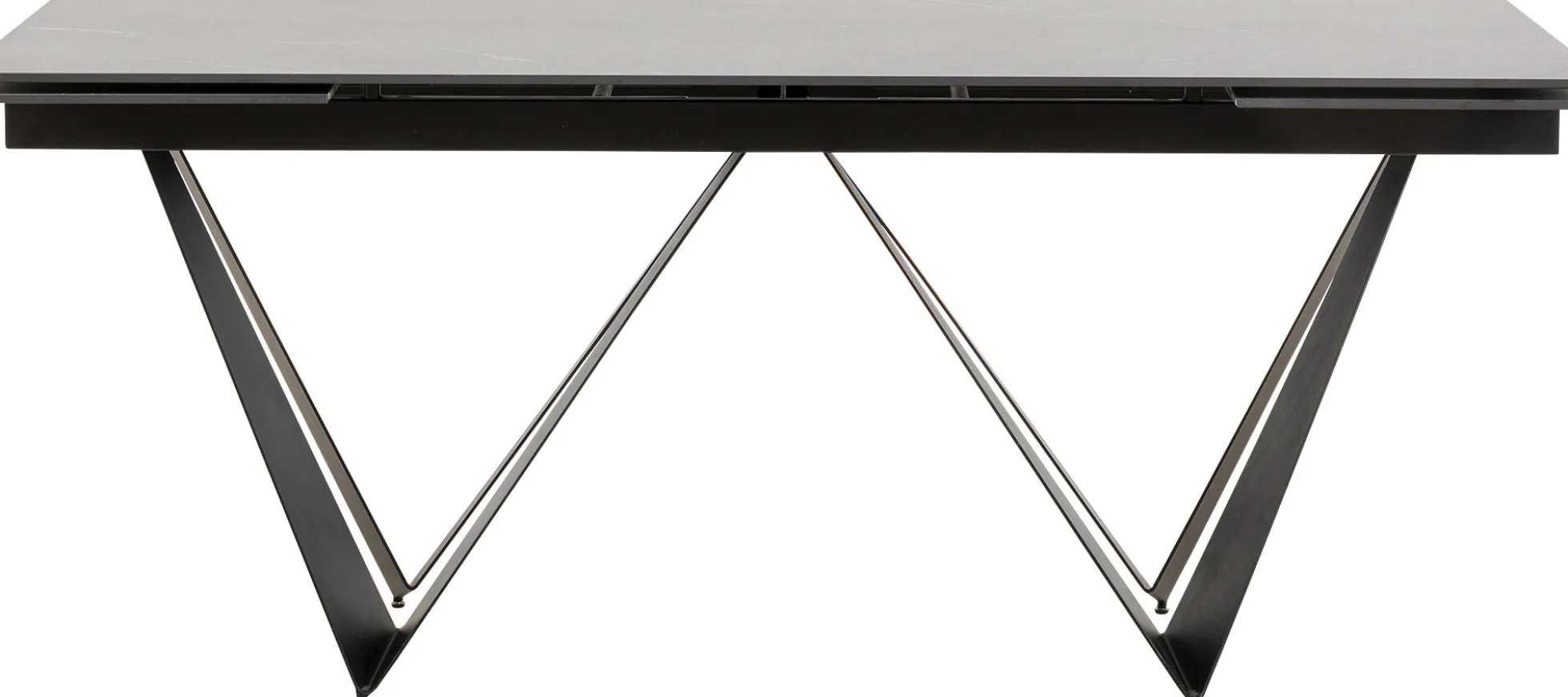 Stół rozkładany czarny blat ceramika nogi stalowe 180-260x90 cm