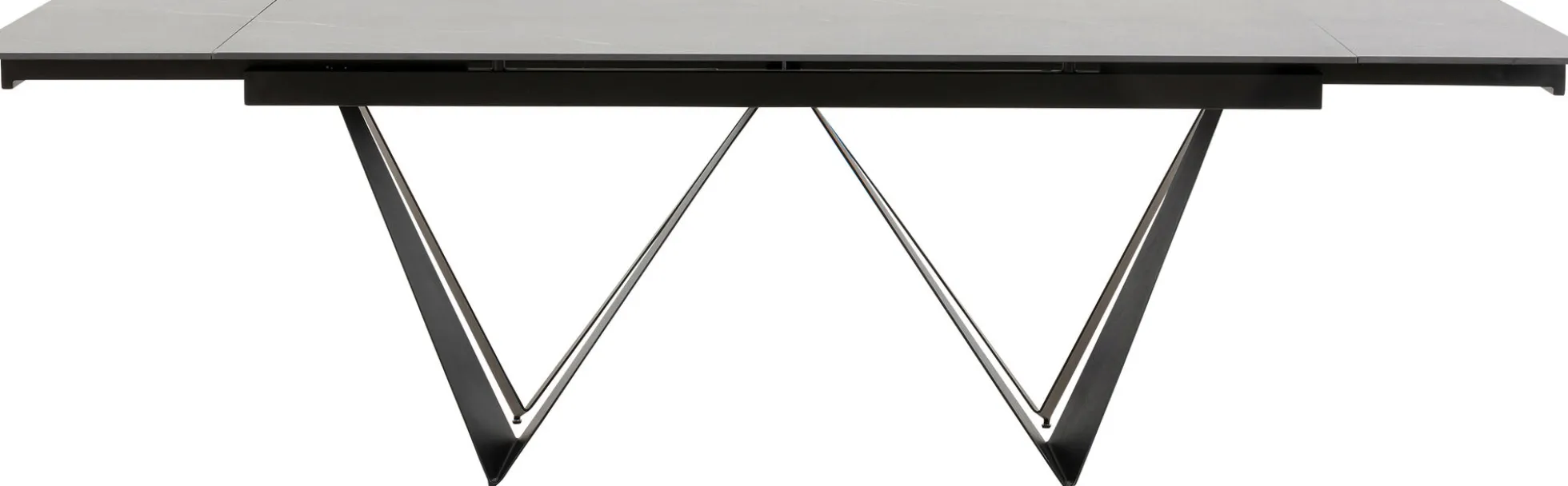 Stół rozkładany czarny blat ceramika nogi stalowe 180-260x90 cm