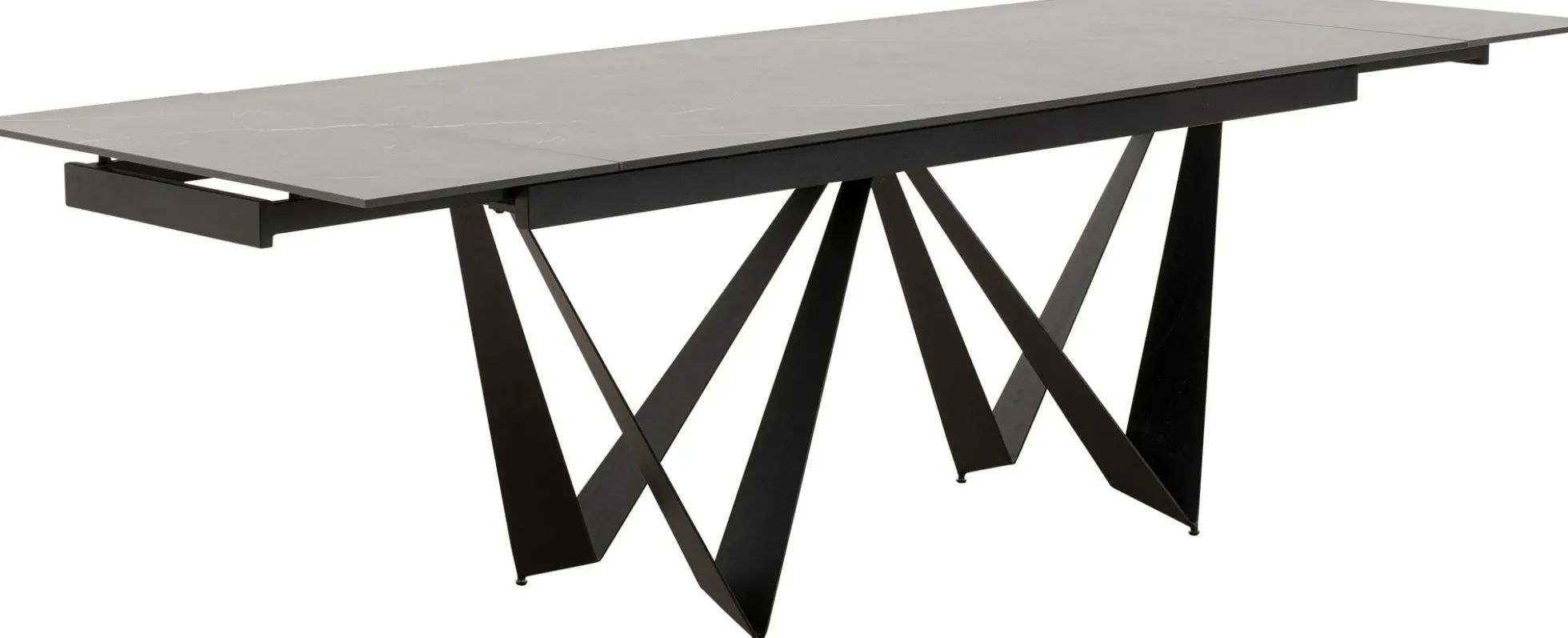Stół rozkładany czarny blat ceramika nogi stalowe 180-260x90 cm