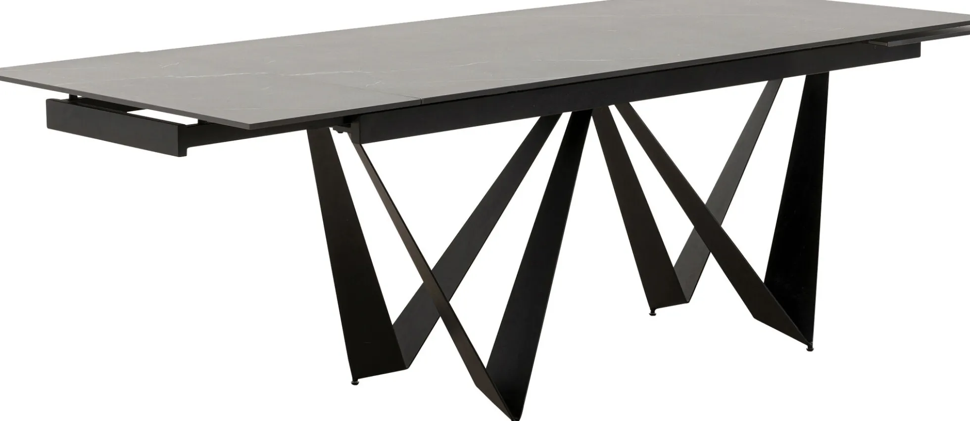 Stół rozkładany czarny blat ceramika nogi stalowe 180-260x90 cm