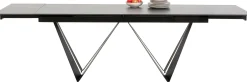 Stół rozkładany czarny blat ceramika nogi stalowe 180-260x90 cm