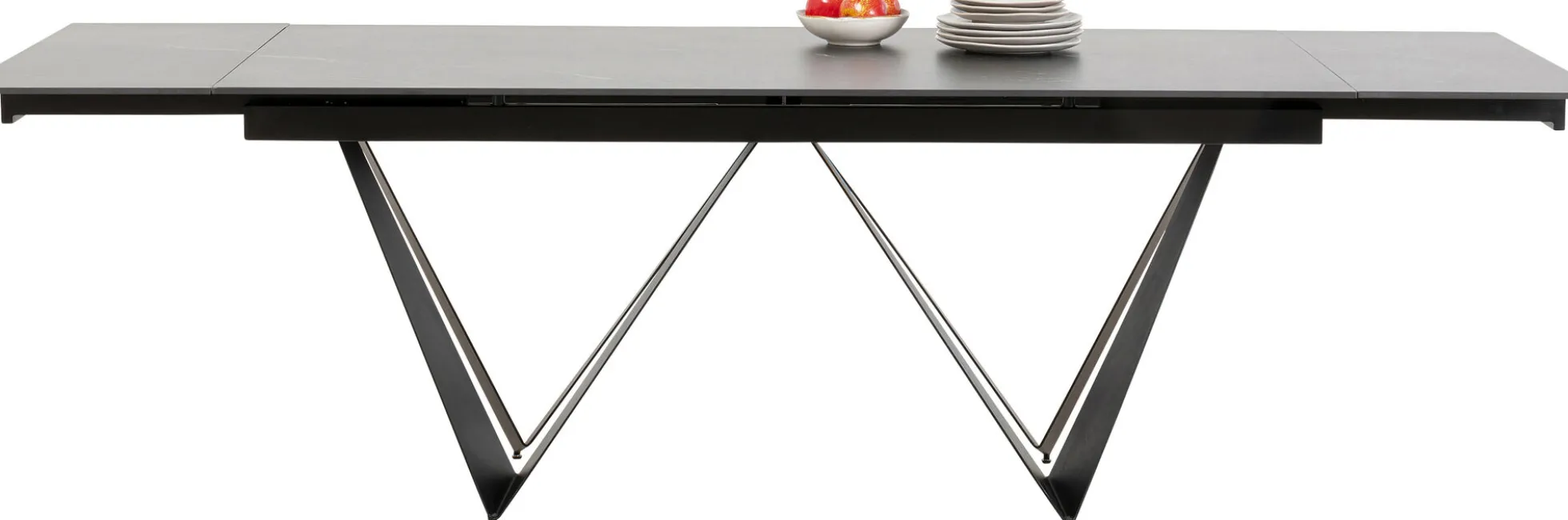 Stół rozkładany czarny blat ceramika nogi stalowe 180-260x90 cm