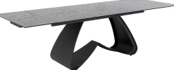Stół rozkładany do jadalni w kolorze czarnym szkło i stal 180-260x95 cm