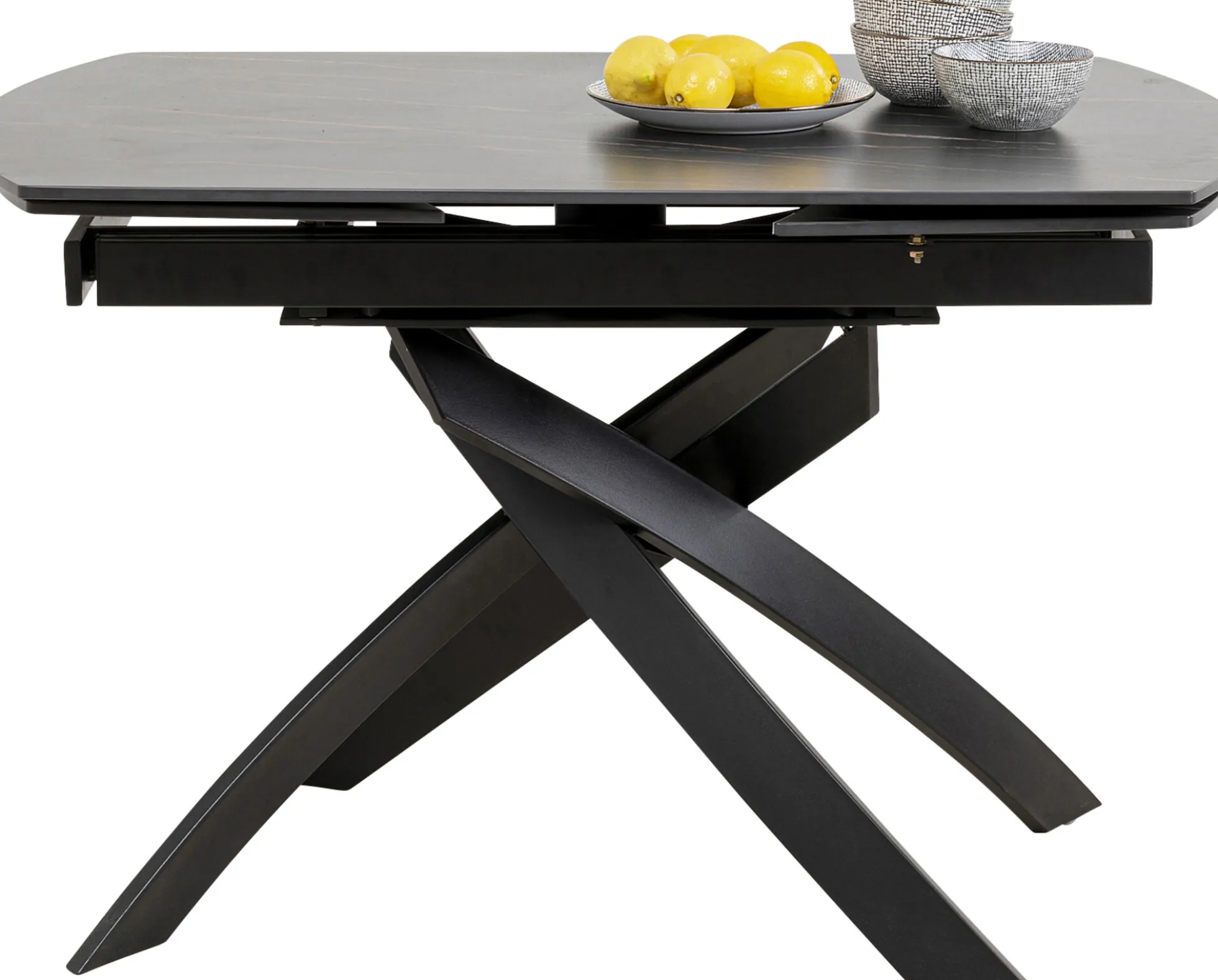 Stół rozkładany z ceramicznym blatem nogi czarne 120-180x90 cm
