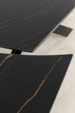 Stół rozkładany z ceramicznym blatem nogi czarne 120-180x90 cm