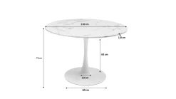 Stół Veneto Ø110 cm czarny - blat marmur