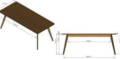 Stół z drewna dębowego blat prostokątny 200x90 cm