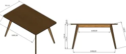 Stół z drewna dębowego blat prostokątny 160x90 cm