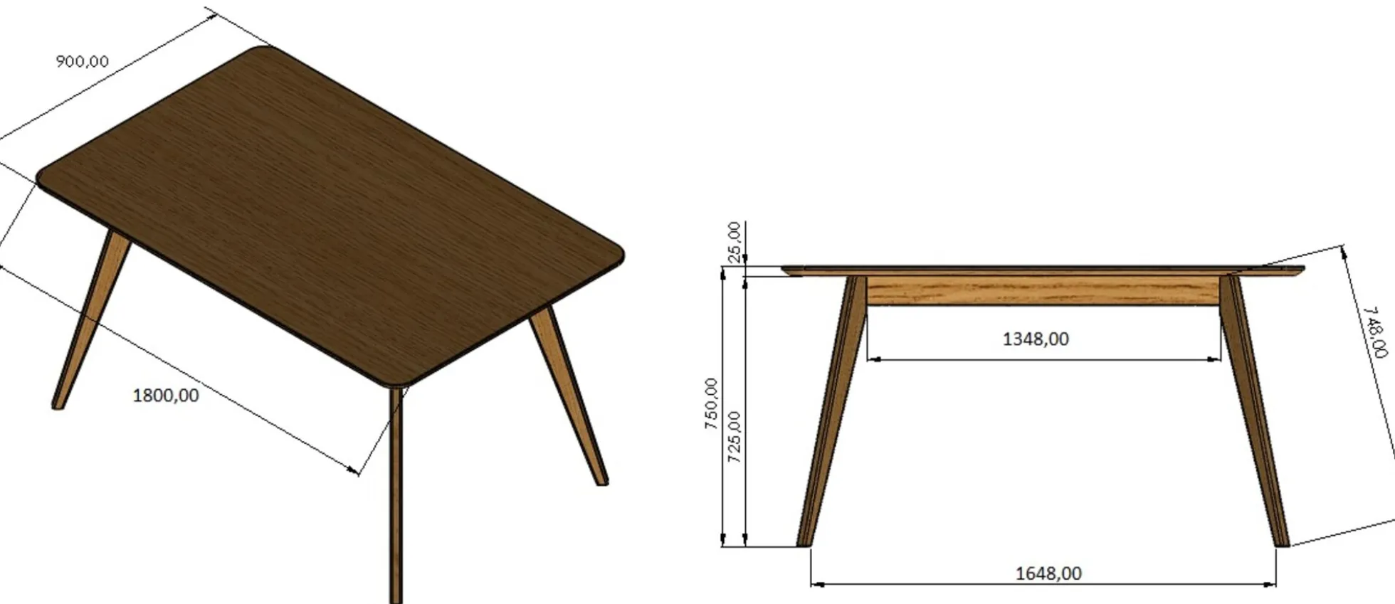 Stół z drewna dębowego blat prostokątny 180x90 cm