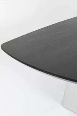 Stół z fornirowanym czarnym blatem i srebrną podstawą 220x110 cm