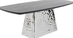 Stół z fornirowanym czarnym blatem i srebrną podstawą 220x110 cm