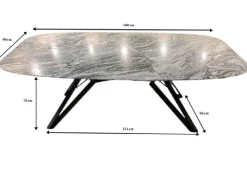 Stół z granitowym blatem i czarnymi stalowymi nogami 180x90 cm