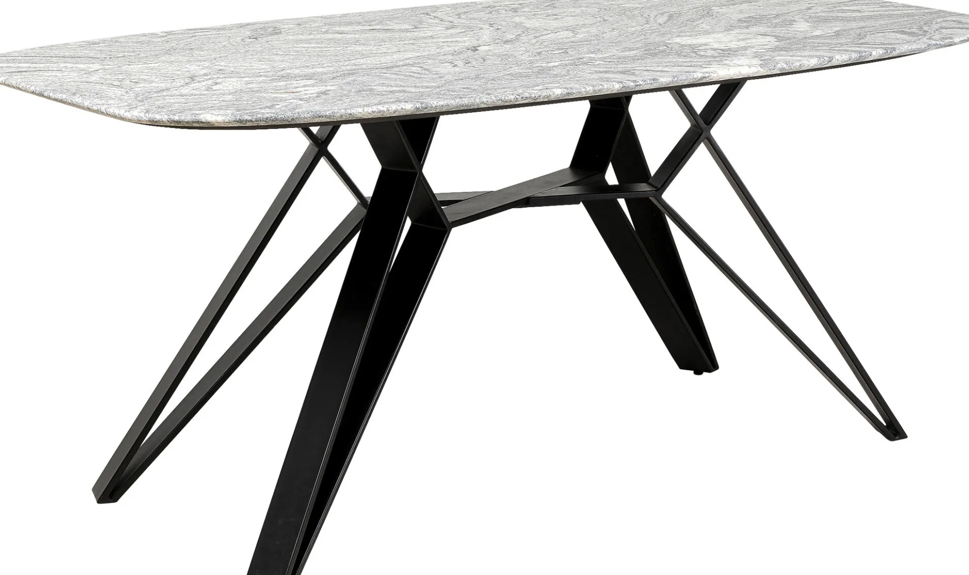 Stół z granitowym blatem i czarnymi stalowymi nogami 180x90 cm
