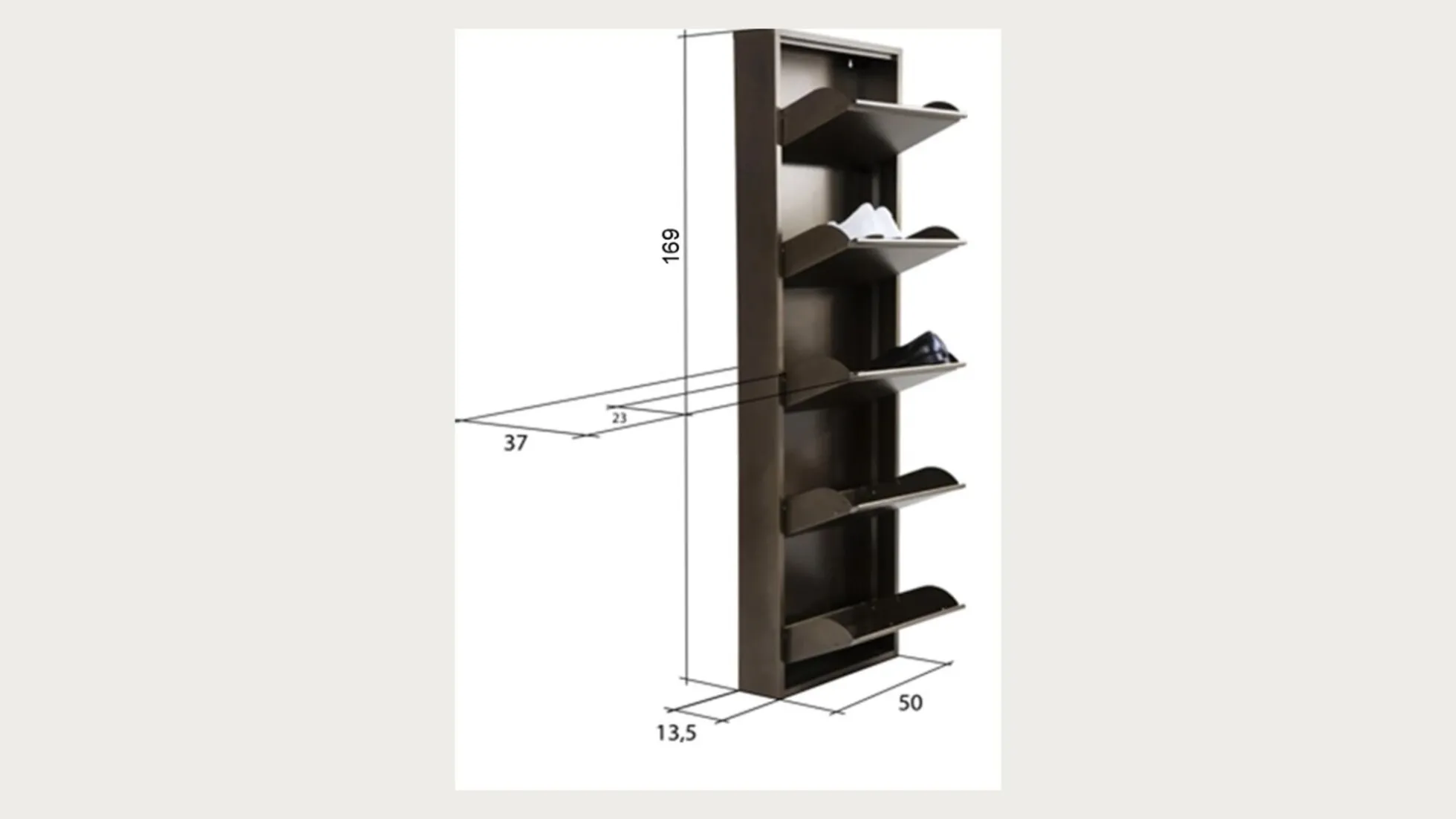 Szafka na buty Caruso MO 50x170 cm w kolorze antracytowym