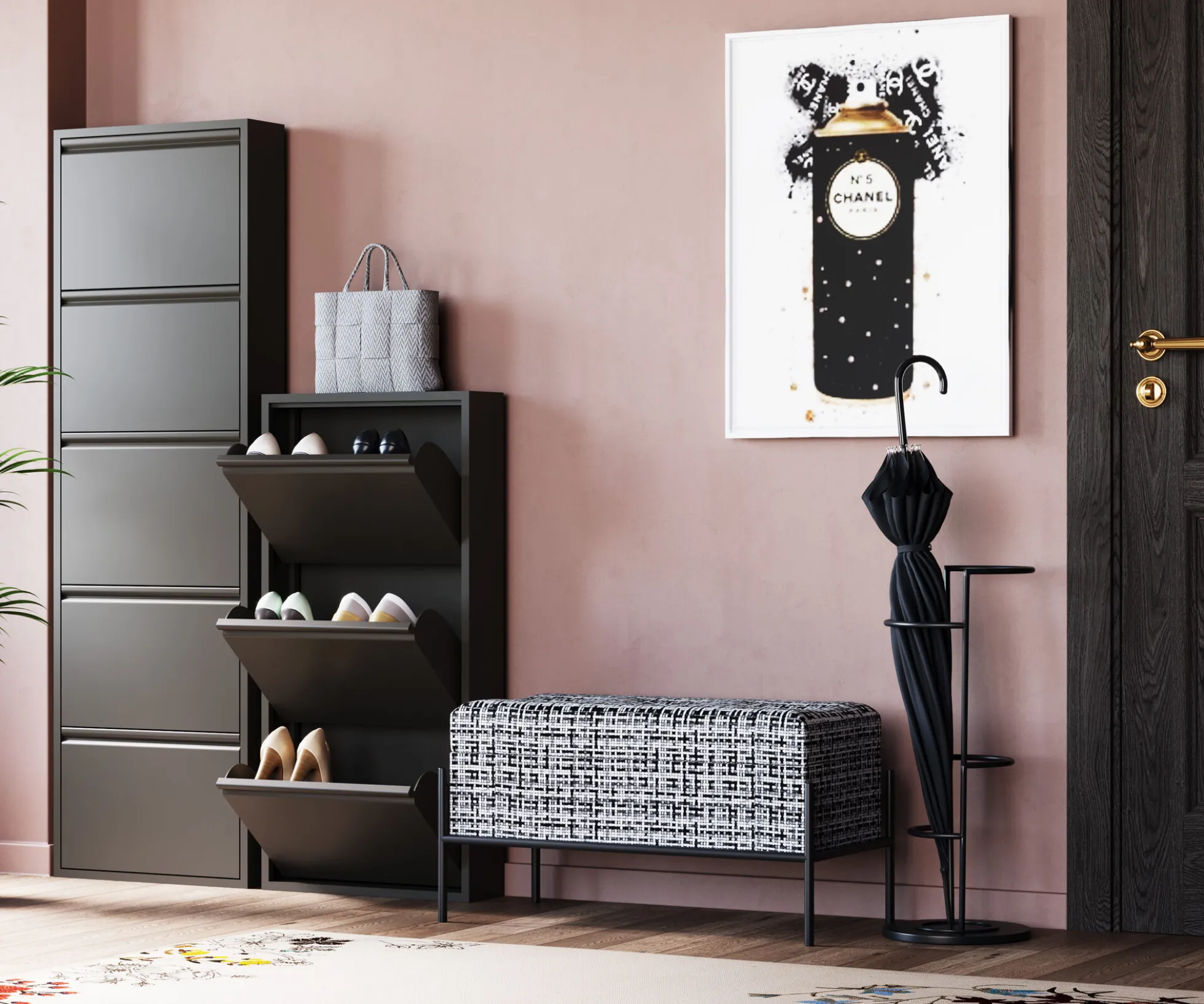 Szafka na buty stalowa czarna 5 przegródek 50x173 cm