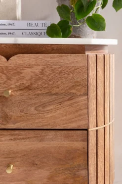 Szafka nocna Grace 50x55 cm drewno mango - blat marmur