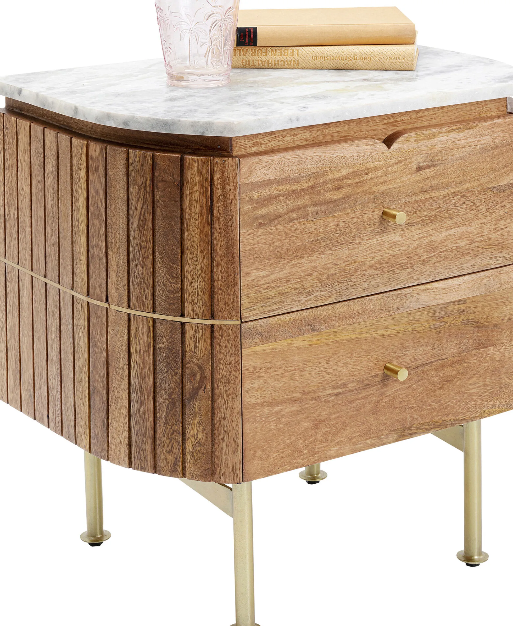 Szafka nocna Grace 50x55 cm drewno mango - blat marmur