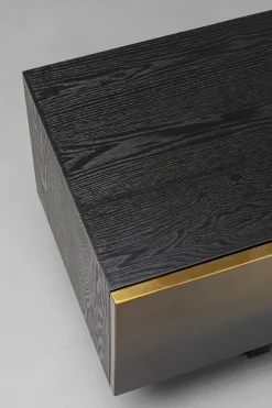 Szafka RTV 4-drzwiowa czarno-złota front stal nierdzewna 180x45 cm
