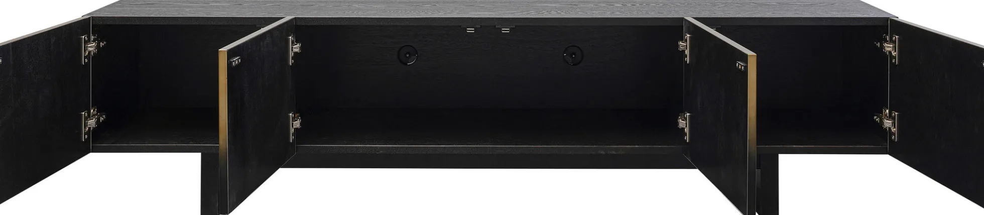 Szafka RTV 4-drzwiowa czarno-złota front stal nierdzewna 180x45 cm