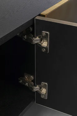 Szafka RTV 4-drzwiowa czarno-złota front stal nierdzewna 180x45 cm