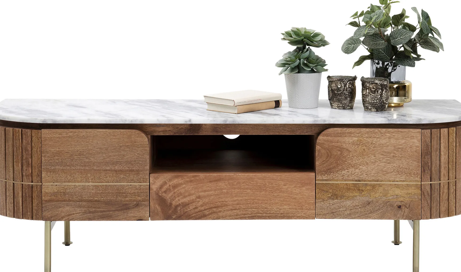 Szafka RTV Grace 145x48 cm drewno mango - blat marmur