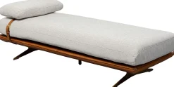 Szezlong - leżanka ekskluzywna skóra naturalna i len 187 cm