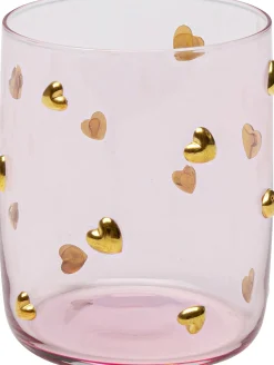 Szklanka różowa wzór złote serduszka 300 ml