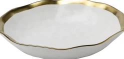 Talerz głęboki biało-złoty ceramika Ø20 cm