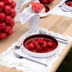 Talerz głęboki czerwony porcelana Ø21 cm