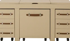 Toaletka rozkładana z siedziskiem i kontenerkami tapicerowana 138x51 cm