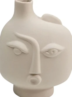 Wazon ceramiczny beżowy twarz abstrakcyjna 13x16 cm