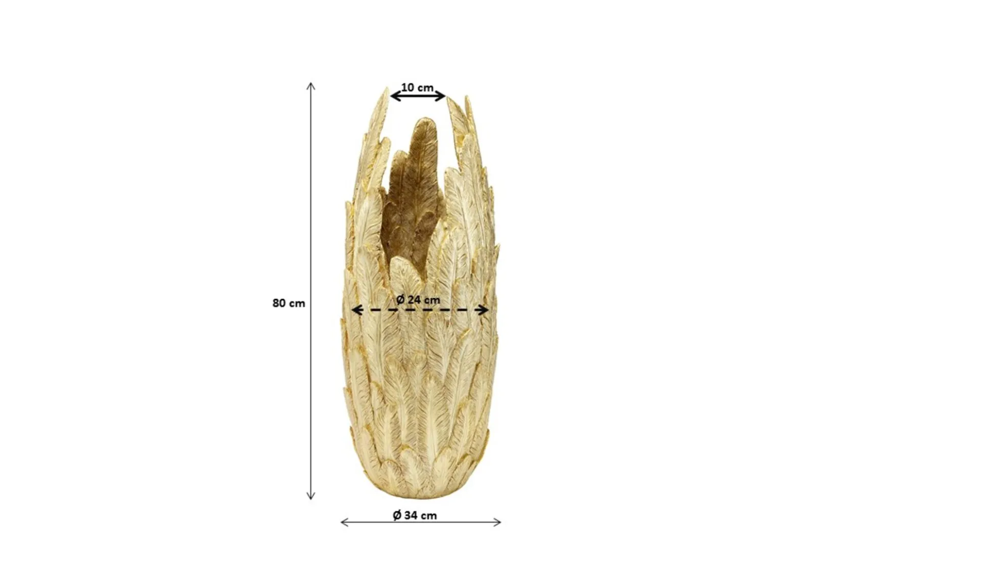Wazon Feathers Ø34x80 cm złoty