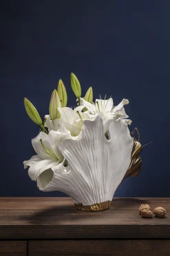 Wazon Gingo Elegance 45x32 cm biało-złoty