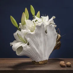 Wazon Gingo Elegance 45x32 cm biało-złoty