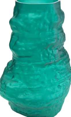 Wazon szklany turkusowy do salonu 34x47 cm