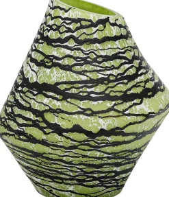 Wazon szklany zielono-czarny do salonu 27 cm