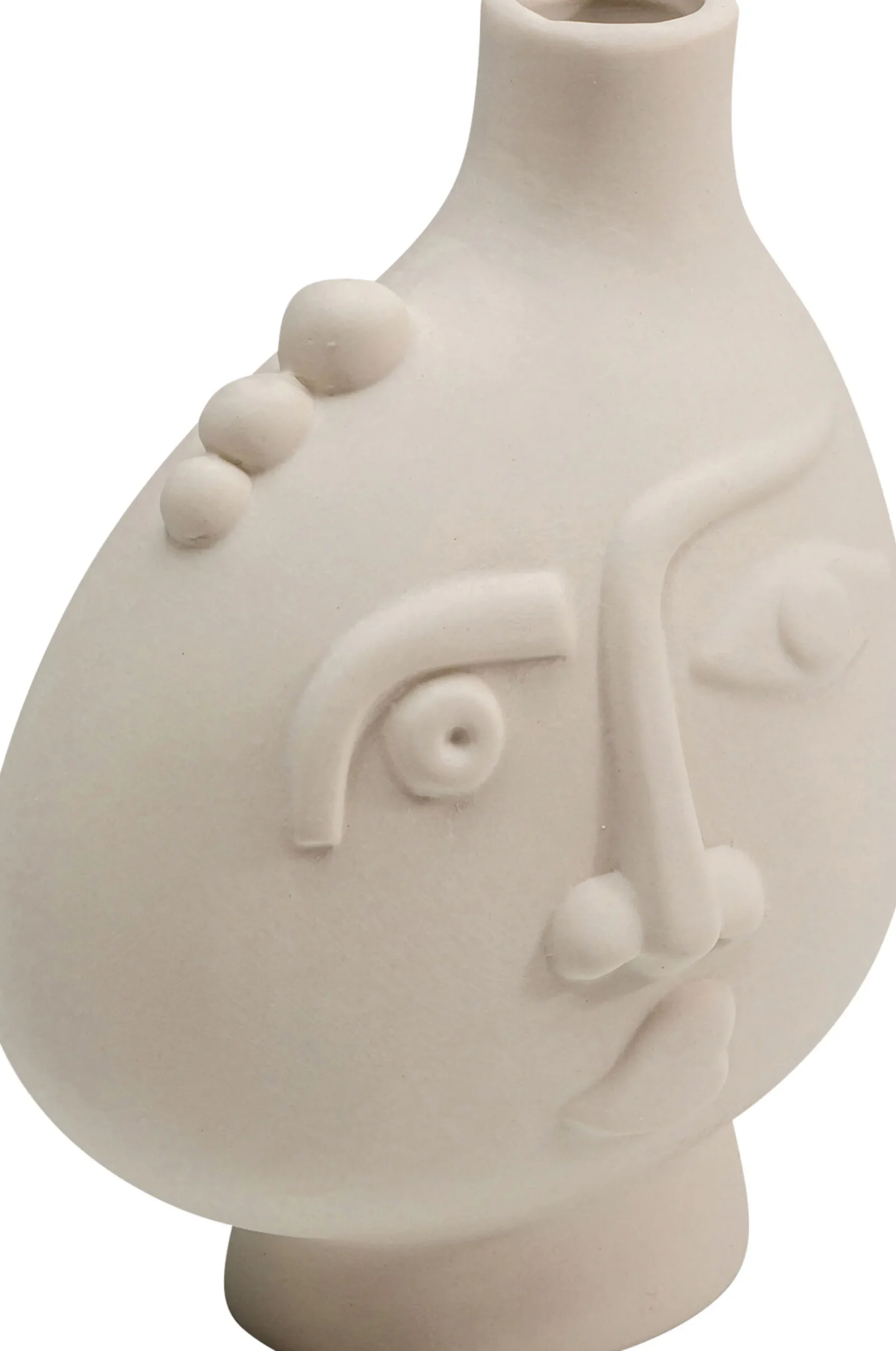 Wazon z ceramiki beżowy twarz abstrakcyjna 13x16 cm