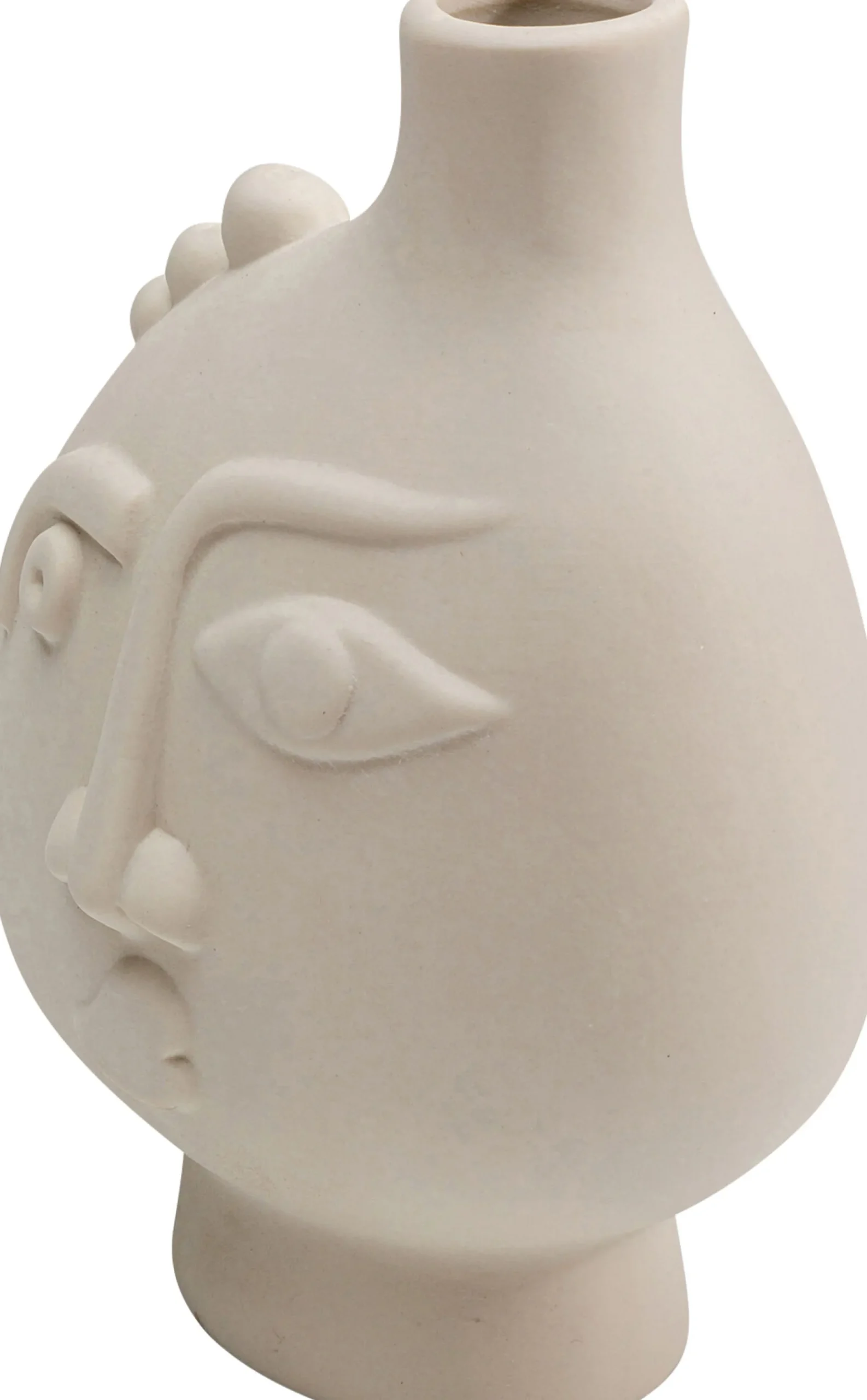 Wazon z ceramiki beżowy twarz abstrakcyjna 13x16 cm