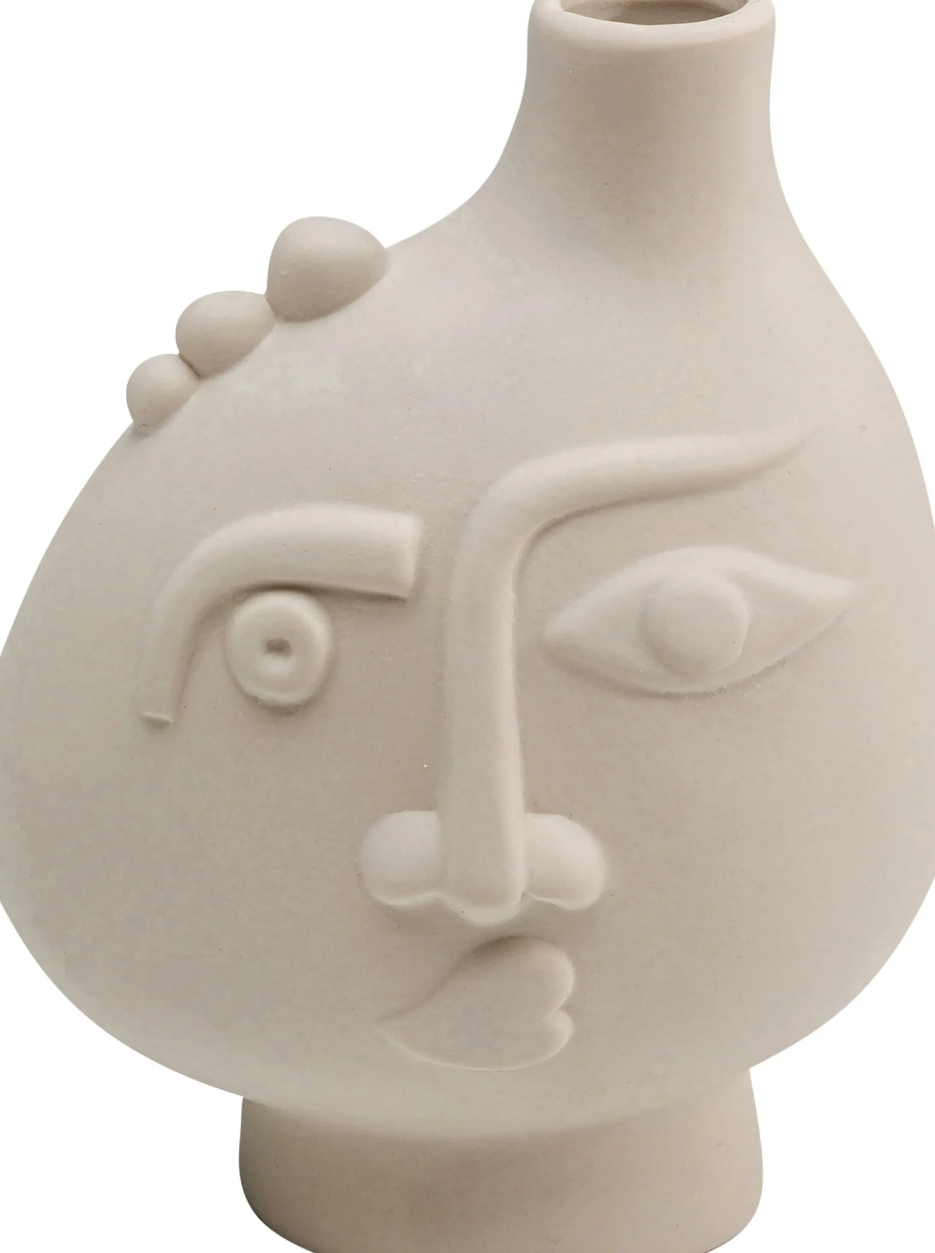 Wazon z ceramiki beżowy twarz abstrakcyjna 13x16 cm