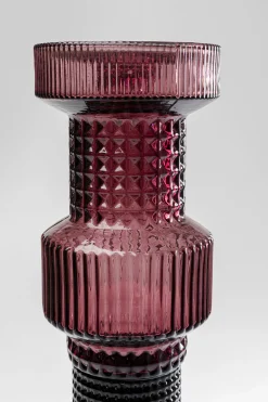 Świecznik szklany szaro-różowy Ø12x49 cm