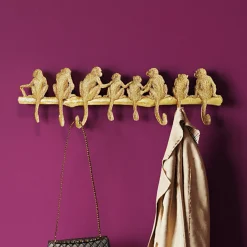 Wieszak ścienny Monkey Hook 70x22 cm złoty