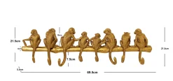 Wieszak ścienny Monkey Hook 70x22 cm złoty
