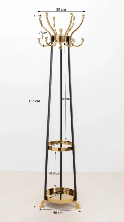 Wieszak stojący Luna 39x166 cm czarno-złoty