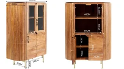 Witryna Grace 100x145 cm drewno mango - blat marmur